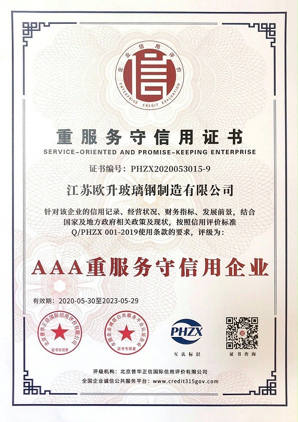 3A級重合同守信用證書