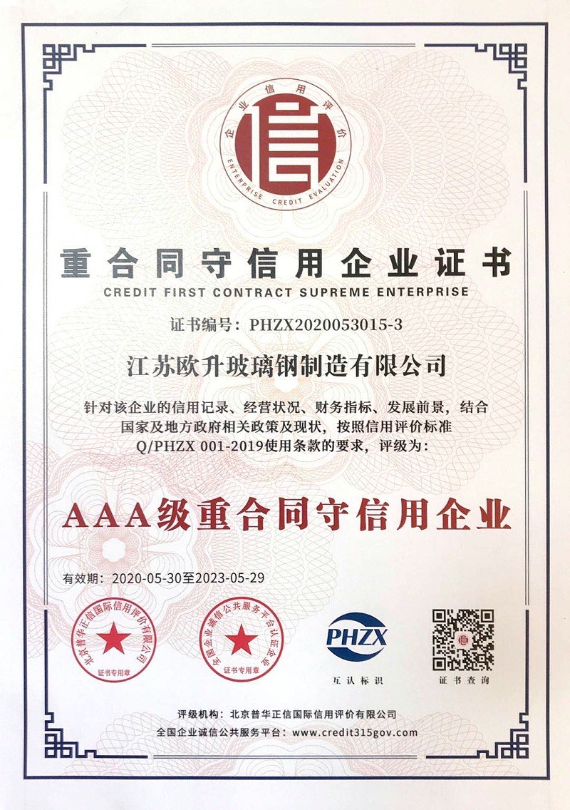 重合同守信用企業等級證書
